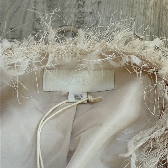 Zara Cream Feather Fringe metallic jacket - Picture 5 of 5